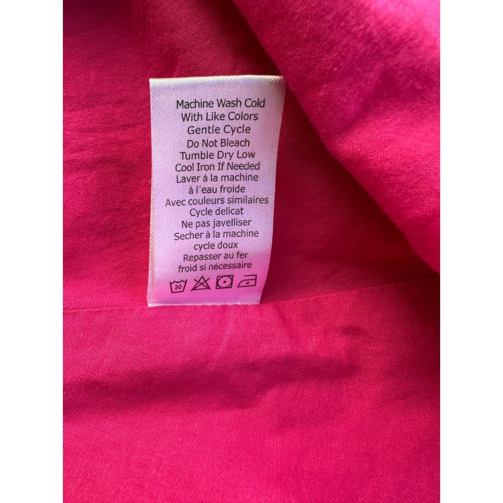Sigrid Olsen Cotton Shift Dress 1X Sleeveless Pink Orange Zip Minimalist Coastal - Picture 9 of 13